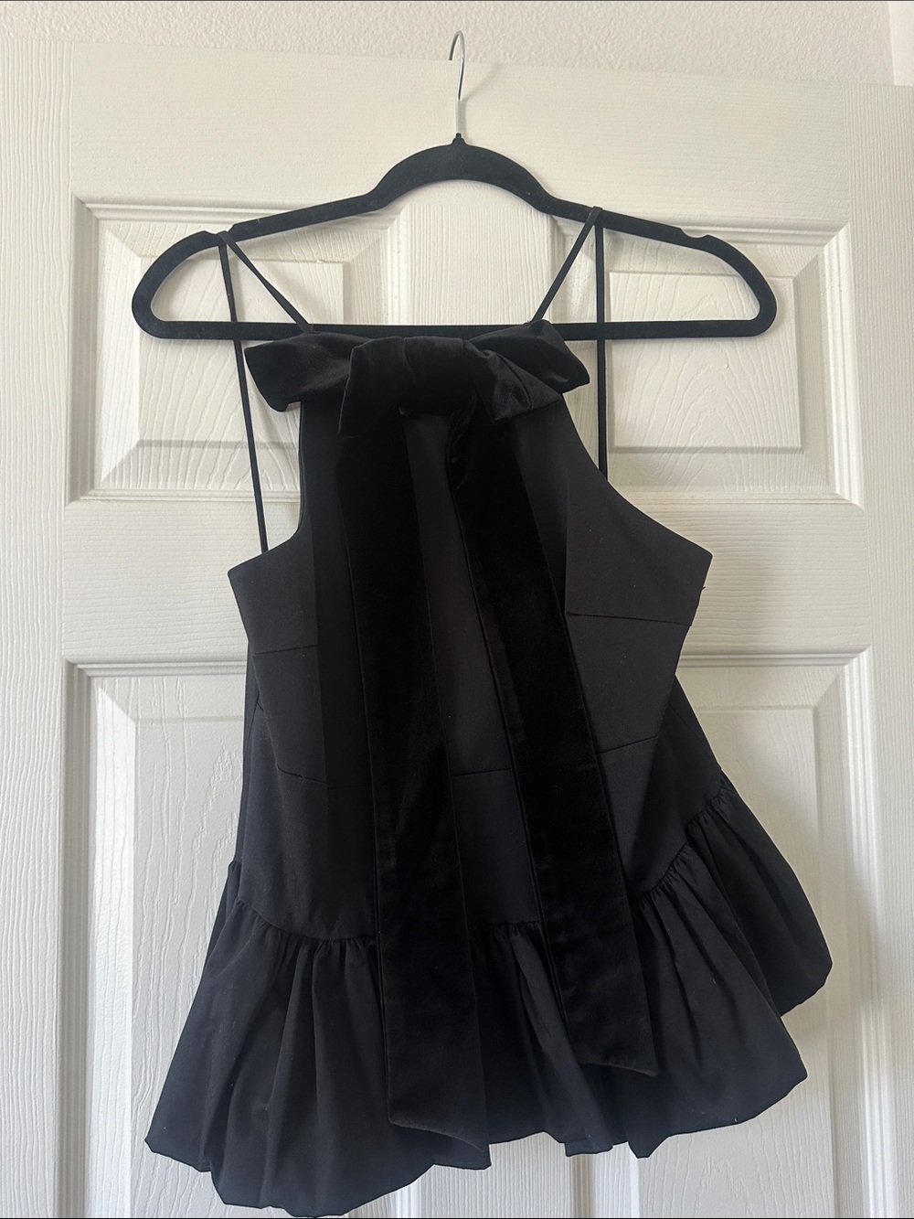 Zara Black Velvet Bow Halter Cami